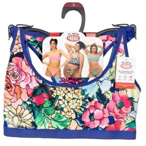 NWT Parade Floral Print Scoop Bralette and Ruffle Thong Set Size Small